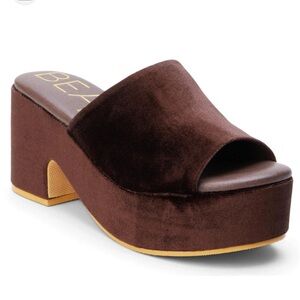 Velvet Platform Sandal — Brown